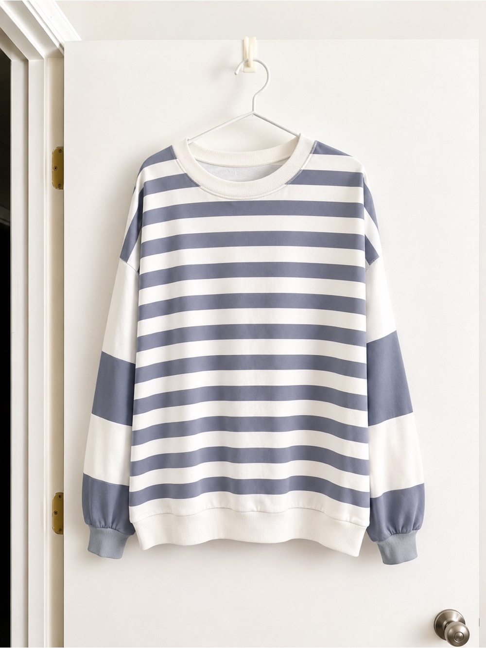 Striped Crewneck Sweater - Blue & White